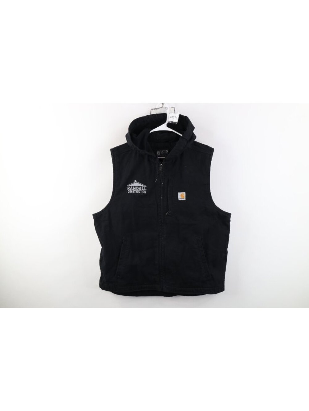 Y2K Carhartt Mens L Relaxed Fleece Lined Canvas Sleeveless Hooded Vest Jacket